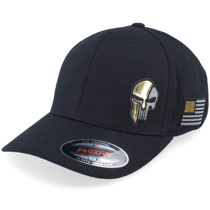Army Head 【 Army Skull Usa Gold Patch Black Flexfit Men Black 】 アーミー ゴールド 黒色 ブラック メンズ 黒色 ブラック|スニケス