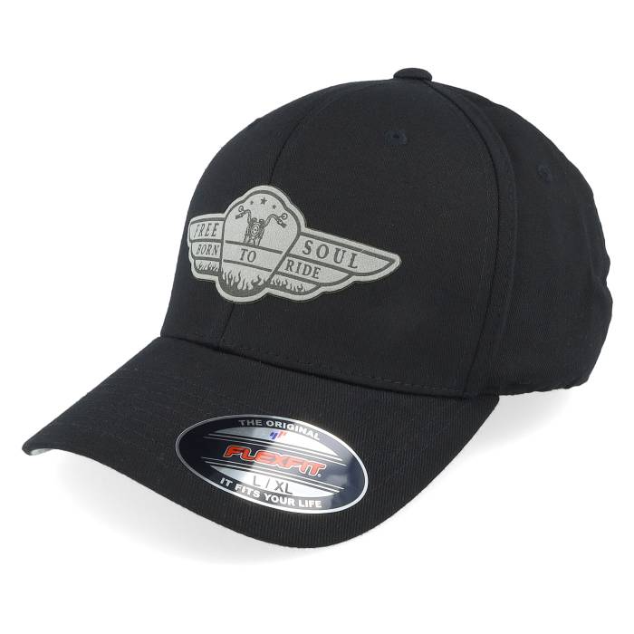 Born To Ride 【 Free Soul Biker Grey Patch Black Flexfit Men Black 】 フリー 灰色 グレー 黒色 ブラック メンズ 黒色 ブラック｜スニケス