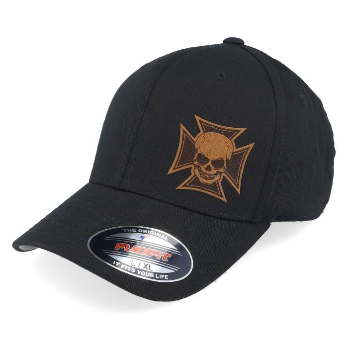 Born To Ride 【 Maltese Cross Skull Brown Patch Black Flexfit Men Black 】 茶色 ブラウン 黒色 ブラック メンズ 黒色 ブラック｜スニケス