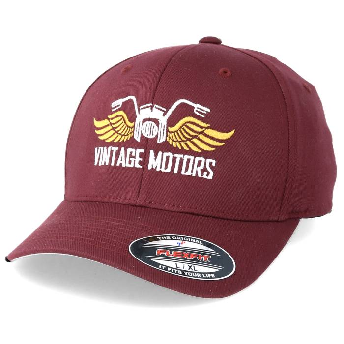 Born To Ride 【 Vintage Motors Maroon Flexfit Men Red 】 vintage ビンテージ・ヴィンテージ マルーン メンズ Red 赤・レッド|スニケス