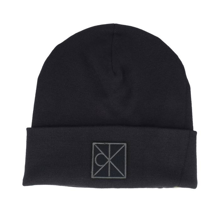 カルバンクライン Calvin Klein 【 Emblem Patch Fine Rib Beanie Black Cuff Men Black 】 旗がしら かぶり笠 黒いこと 黒いこと メンズ 黒いこと 黒いこと