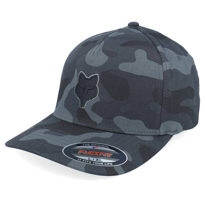 稲荷 Fox 【 Head Black Camo Flexfit Men 】 黒いこと 黒いこと 間鴨柄 メンズ