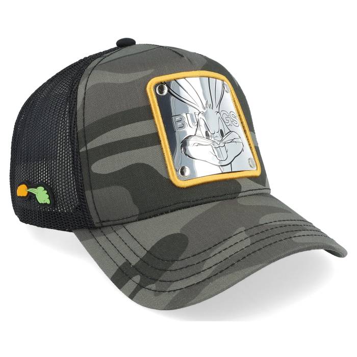 Capslab 【 Looney Tunes Bugs Bunny Black/Camoflauge A-Frame Trucker Men 】 トラッカー メンズ