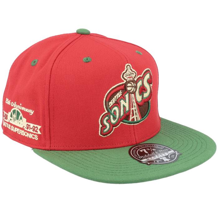 ミッチェル\u0026ネス Mitchell \u0026 Ness 【 Seattle Supersonics Nightmare Red/Green Fitted Men Red 】 シアトル 悪夢 メンズ Red 赤・赤いこと