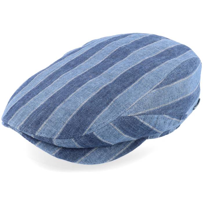 ステットソン Stetson 【 Driver Cap Linen Stripes Blue Flat Cap Men Blue 】 キャップ 帽子 青色 ブルー メンズ 青色 ブルー|スニケス