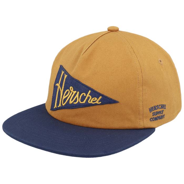 Herschel 【 Scout Pennant Cap Cathay Spice/Darkest Navy Snapback Men Beige 】 案内者 旗がしら かぶり笠 紺色 米国海軍 Snapback スナップバック 御徒面子 メンズ ベージュ