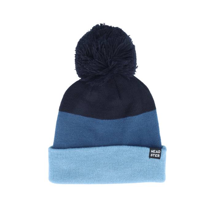 Headster 【 Kids Tricolor True Indigo Toque & Fleece Pom Kids Blue 】 藍色・インディゴ フリース ジュニア キッズ 青色 ブルー｜スニケス