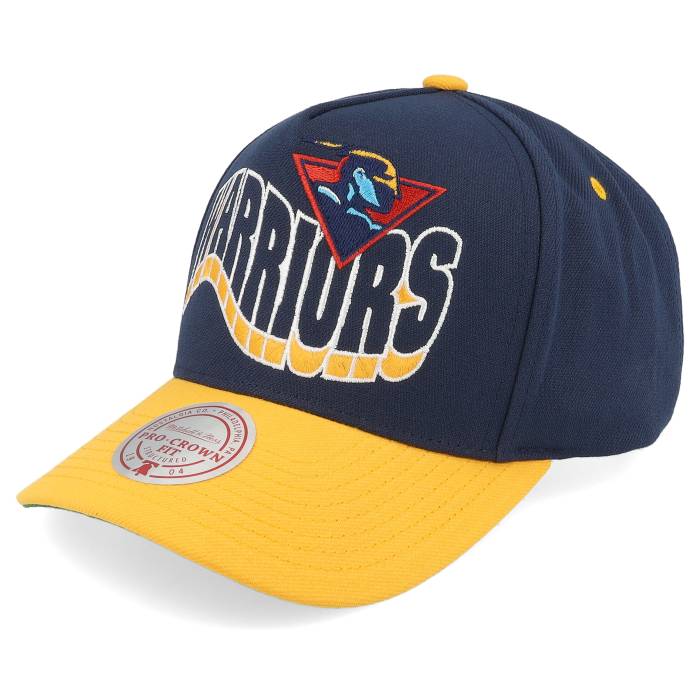 ミッチェル&ネス Mitchell & Ness 【 Golden State Warriors Wavy Pro Navy/Yellow A-Frame Adjustable Men Blue 】 State スケートボード ウォリアーズ プロ メンズ 青色 ブルー｜スニケス