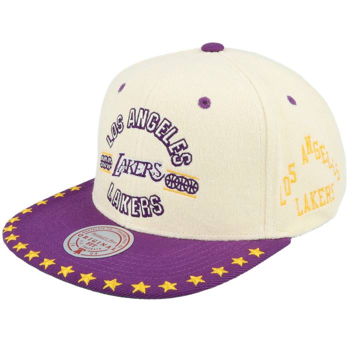 ミッチェル\u0026ネス Mitchell \u0026 Ness 【 Los Angeles Lakers Dune Royal Off White/Blue Snapback Men White 】 Lakers レイカーズ Snapback スナップバック 御徒面子 メンズ 白いこと 白いこと