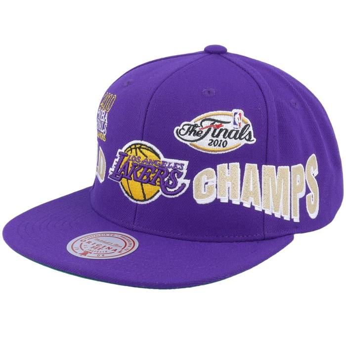 ミッチェル\u0026ネス Mitchell \u0026 Ness 【 Los Angeles Lakers World Champs Purple Snapback Men Purple 】 Lakers レイカーズ Purple 紫・パープル Snapback スナップバック 御徒面子 メンズ Purple 紫・パープル
