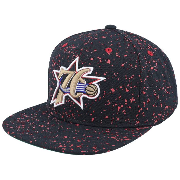 ミッチェル\u0026ネス Mitchell \u0026 Ness 【 Philadelphia 76Ers Splatters Hwc Black Snapback Men Black 】 兄弟愛の都市 76ers セブンティシクサーズ 黒いこと 黒いこと Snapback スナップバック 御徒面子 メンズ 黒いこと ブラッ