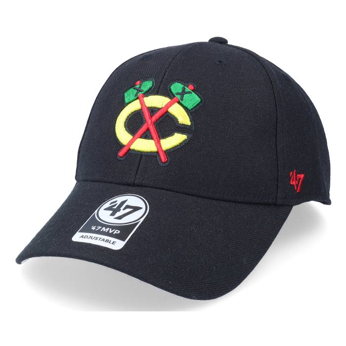 フォーティーセブンブランド 47 Brand 【 Chicago Blackhawks Mvp Black Adjustable Men Black 】 シカゴ ブラックホークス 黒色 ブラック メンズ 黒色 ブラック|スニケス