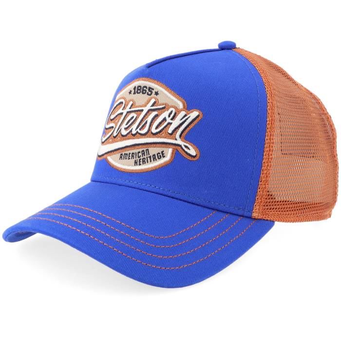ステットソン Stetson 【 Classic Patch Royal Blue A-Frame Trucker Men Blue 】 クラシック 青色 ブルー トラッカー メンズ 青色 ブルー|スニケス