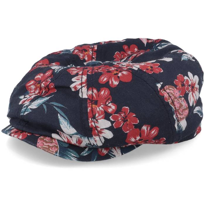 ステットソン Stetson 【 Hatteras Linen Flowers Navy Flat Cap Men Blue 】 紺色 ネイビー キャップ 帽子 メンズ 青色 ブルー｜スニケス