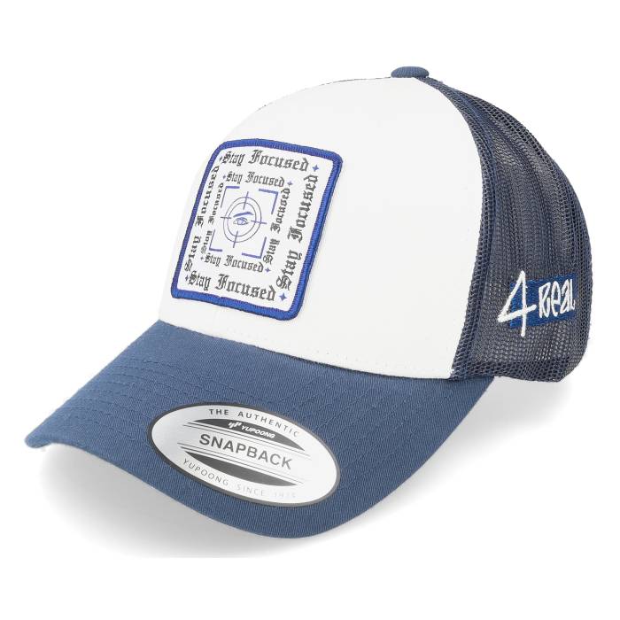 4Real 【 Stay Focused Patch White/Navy Trucker Men Blue / White 】 トラッカー メンズ 青色 ブルー 白色 ホワイト