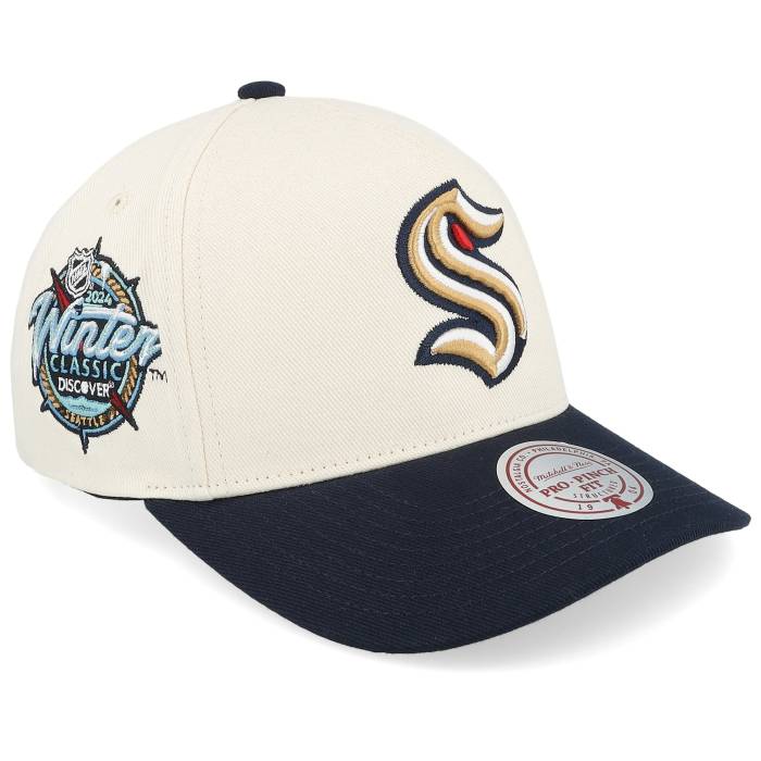 ミッチェル&ネス Mitchell & Ness 【 Hatstore Exclusive X Seattle Kraken Pro Crown Sand/Navy A-Frame Adjustable Men Beige 】 シアトル プロ メンズ ベージュ