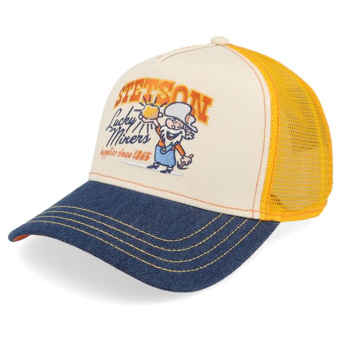 ステットソン Stetson 【 Lucky Miners Off White/Denim Blue/Yellow A-Frame Trucker Men White 】 トラッカー メンズ 白色 ホワイト|スニケス