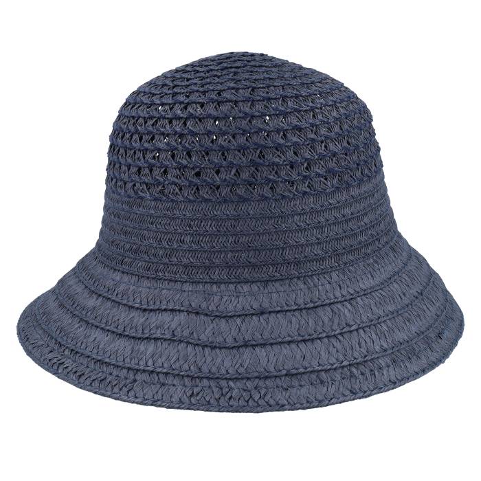 Seeberger 【 Bell-Shaped Paper Straw Hat With Mixed Trimmings Navy Bucket Women Blue 】 紺色 米国海軍 レディース 青味 青み