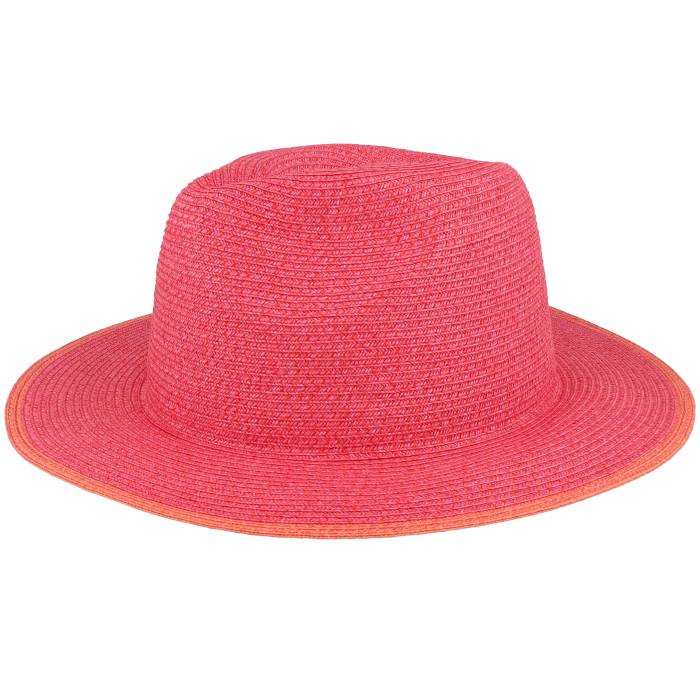 Seeberger 【 Paper Braid Fuchsia/Terracotta Straw Fedora Men Pink 】 メンズ pink ピンク