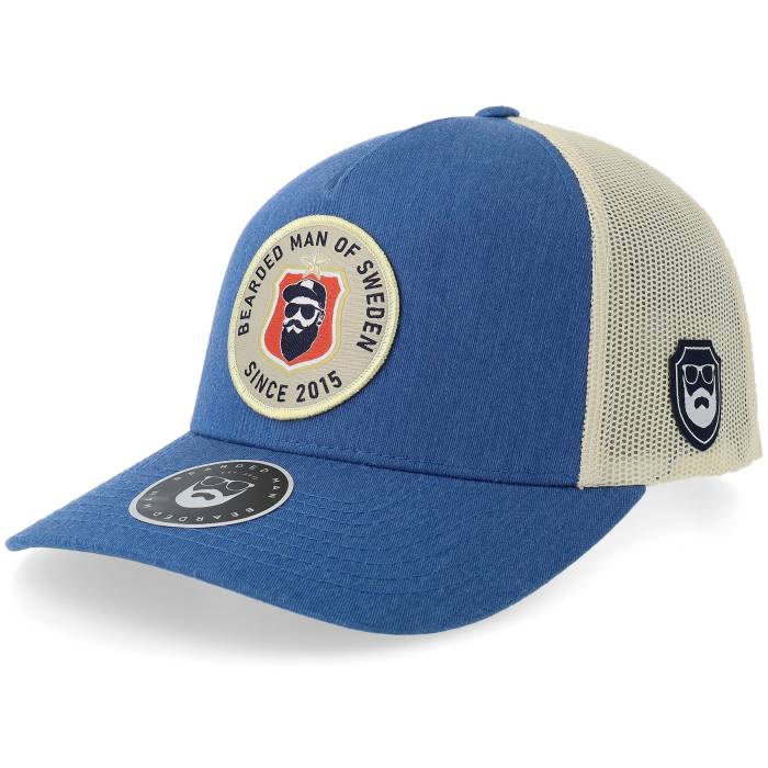Bearded Man 【 Bm Of Sweden Retro 2-Tone Blue/Beige A-Frame Trucker Men Blue 】 レトロ トラッカー メンズ 青色 ブルー|スニケス