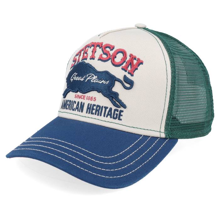 ステットソン Stetson 【 Great Plains Beige/Green/Navy Trucker Men Beige 】 トラッカー メンズ ベージュ