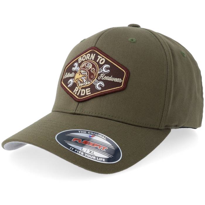 Born To Ride 【 Eagle Biker Brown Patch Olive Flexfit Men Green 】 茶色 ブラウン olive オリーブ メンズ green 緑・グリーン|スニケス