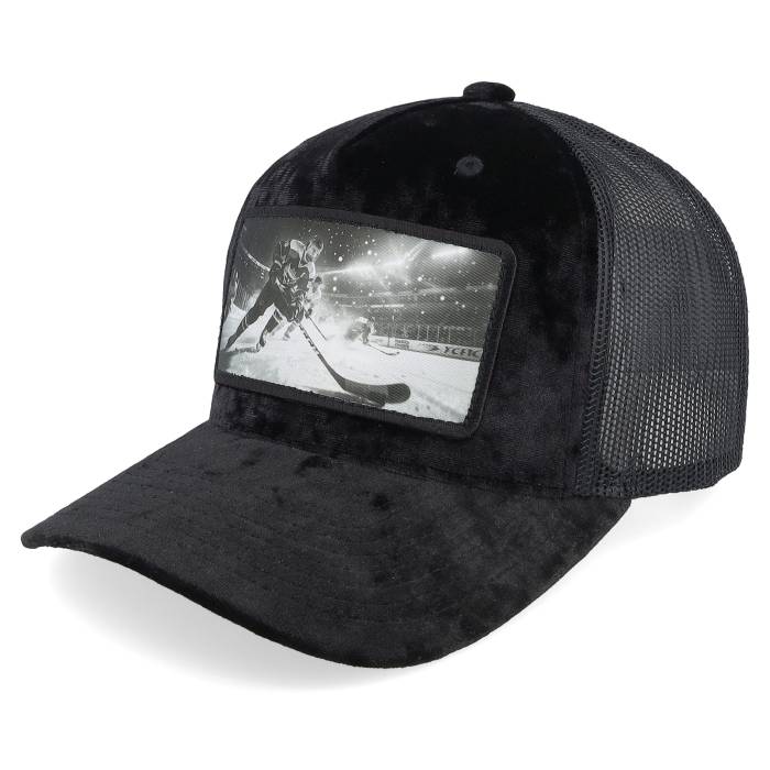 Calza Pennello 【 Ice Hockey Player Patch Velvet Black A.frame Trucker Men Black 】 黒色 ブラック トラッカー メンズ 黒色 ブラック