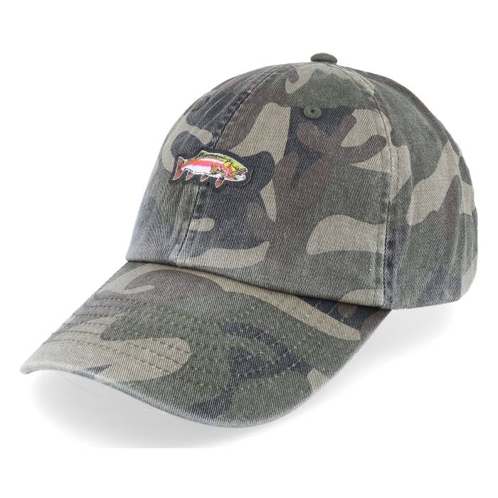 Skillfish 【 Tiny Rainbow Trout Fish Vintage Washed Jungle Camo Dad Cap Men 】 虹色 レインボー vintage ビンテージ・ヴィンテージ カモ柄 キャップ 帽子 メンズ