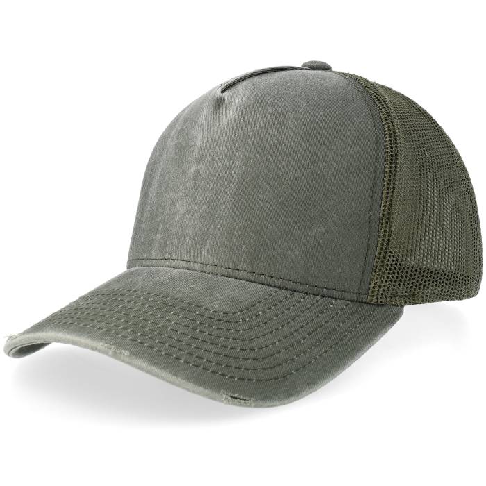 Equip 【 Distressed Olive Pigment Washed A-Frame Trucker Men Green 】 olive オリーブ トラッカー メンズ green 緑・グリーン