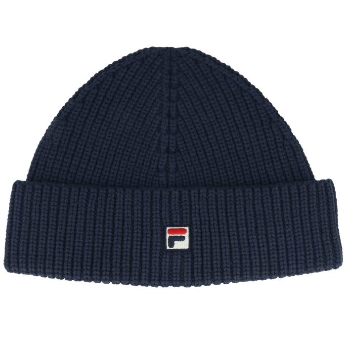 フィラ Fila 【 Biella Fisherman Logo Beanie Black Iris Short Beanie Men Blue 】 ロゴ キャップ 帽子 黒色 ブラック メンズ 青色 ブルー|スニケス