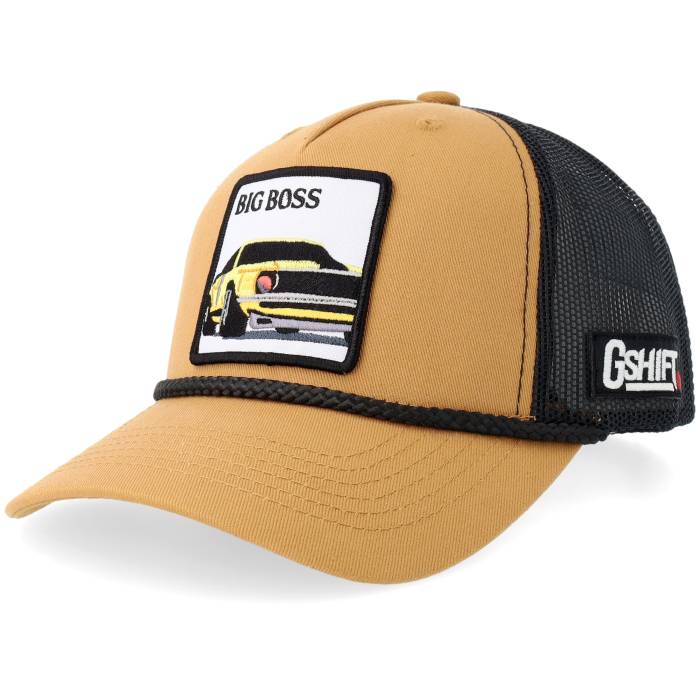 Gearshift 【 American Big Boss Muscle Rope Caramel/Black A-Frame Trucker Men Beige 】 トラッカー メンズ ベージュ｜スニケス