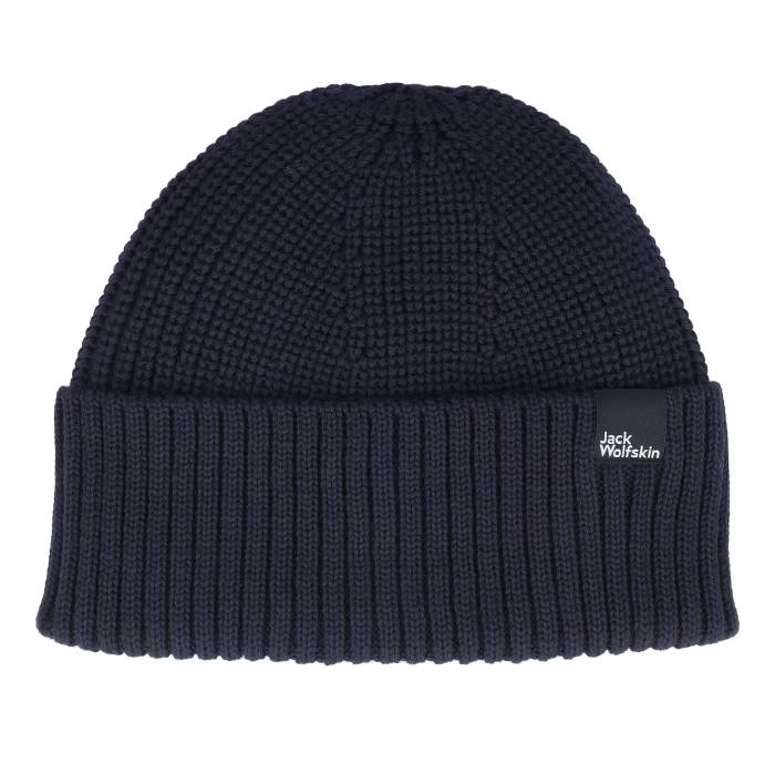 ジャックウルフスキン Jack Wolfskin 【 Schwansee Beanie Dark Navy Cuff Men Blue 】 旗がしら かぶり笠 紺色 米国海軍 メンズ 青味 青み