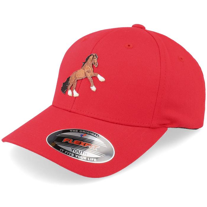 Kiddo Cap 【 Kids Brown Horse Red Flexfit Kids Red 】 茶色 ブラウン Red 赤・レッド ジュニア キッズ Red 赤・レッド｜スニケス