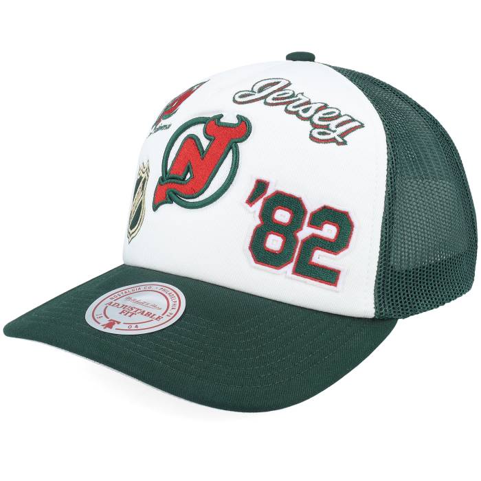 ミッチェル&ネス Mitchell & Ness 【 New Jersey Devils Gridlock White/Green A-Frame Trucker Men Green 】 ジャージ デビルス トラッカー メンズ green 緑・グリーン