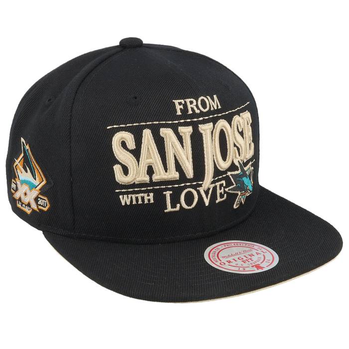 ミッチェル&ネス Mitchell & Ness 【 San Jose Sharks With Love Black Snapback Men Black 】 シャークス 黒色 ブラック Snapback スナップバック バッグ メンズ 黒色 ブラック｜スニケス