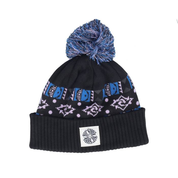 リップカール Rip Curl 【 Jacquard Tall Beanie Black Pom Men Black 】 キャップ 帽子 黒色 ブラック メンズ 黒色 ブラック｜スニケス