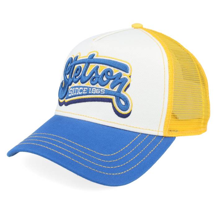 ステットソン Stetson 【 Lettering 29 White/Yellow/Blue A-Frame Trucker Men White 】 トラッカー メンズ 白色 ホワイト|スニケス