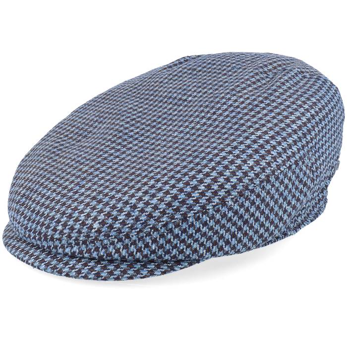 ステットソン Stetson 【 Driver Cap Silk Houndstooth Blue/Brown Flat Cap Men Blue 】 キャップ 帽子 メンズ 青色 ブルー