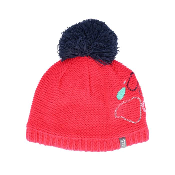 ジャックウルフスキン Jack Wolfskin 【 Kids Paw Knit Cap Pink Dahlia Pom Kids Pink 】 編み物 旗がしら かぶり笠 pink サクラ色 お坊っちゃん キッズ pink サクラ色