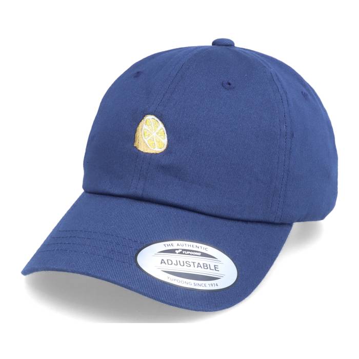 Abducted 【 Tiny Half Lemon Navy Dad Cap Men Blue 】 ハーフ 紺色 ネイビー キャップ 帽子 メンズ 青色 ブルー｜スニケス