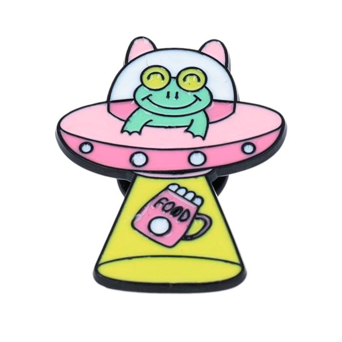 Cap Pins 【 Cute Ufo Metal Enamel Pin Men Black / 】 メタル メンズ 黒色 ブラック