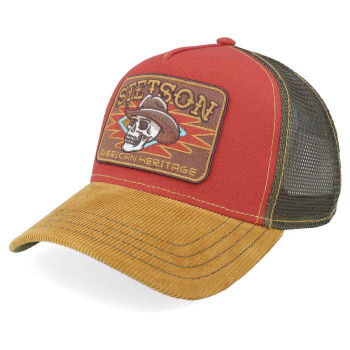 ステットソン Stetson 【 Skull Cardinal/Yellow/Olive Trucker Men Red 】 トラッカー メンズ Red 赤・レッド