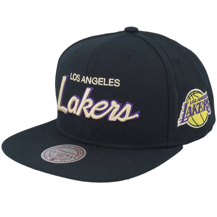 ミッチェル\u0026ネス Mitchell \u0026 Ness 【 Los Angeles Lakers Cream Script Black Snapback Men Black 】 Lakers レイカーズ 皮膚軟化剤 脚本 黒いこと 黒いこと Snapback スナップバック 御徒面子 メンズ 黒いこと 黒いこと