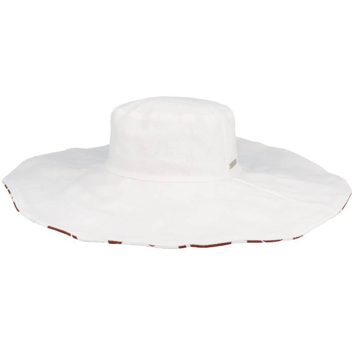 Seeberger 【 Big Floppy With Flower Print White-Fire Sun Hat Women White 】 レディース 白いこと 白いこと