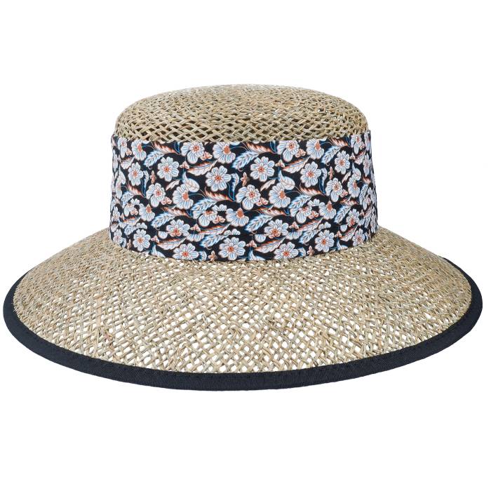 Seeberger 【 Seagras Floppy With Small Nature-Black Straw Hat Men Beige 】 メンズ ベージュ