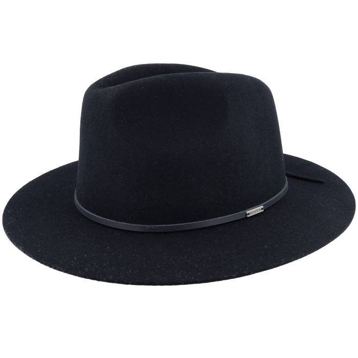 ブリクストン Brixton 【 Wesley Packable 1 Black/Black Fedora Men Black 】 メンズ 黒色 ブラック