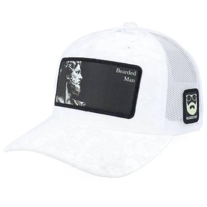 Bearded Man 【 Ancient Greek Beard Patch Velvet White A-Frame Trucker Men White 】 白色 ホワイト トラッカー メンズ 白色 ホワイト|スニケス