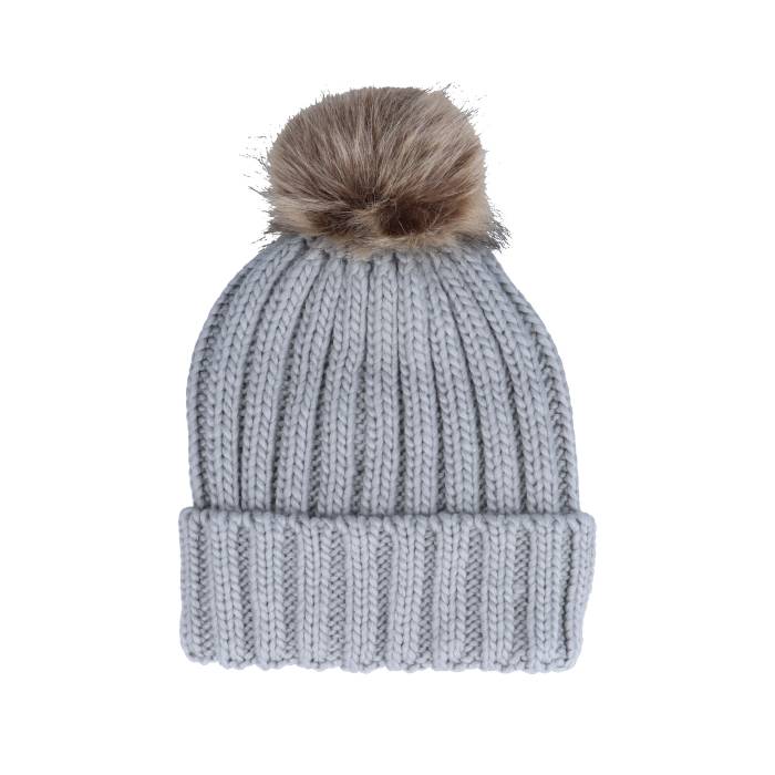 Beechfield 【 Fur Chunky Beanie Light Grey Pop Men Grey 】 キャップ 帽子 灰色 グレー メンズ 灰色 グレー