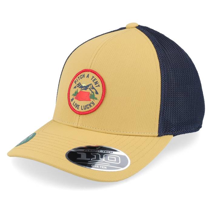 Black Clover 【 Pitch A Tent 2 Inca Gold W Navy Mesh W Patch Trucker Men Beige 】 ゴールド 紺色 米国海軍 トラッカー メンズ ベージュ