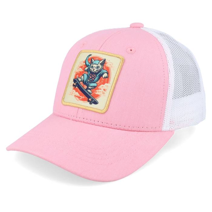 Kiddo Cap 【 Kids Skater Cat Patch Pink/White Trucker Kids Pink 】 トラッカー ジュニア キッズ pink ピンク｜スニケス